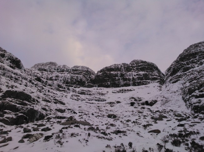 View showing buttresses on the south side of the Liathach ridge.