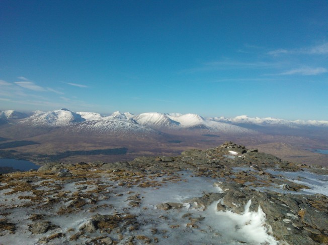 View from the summit looking north towards Glen Coe and Lochaber.